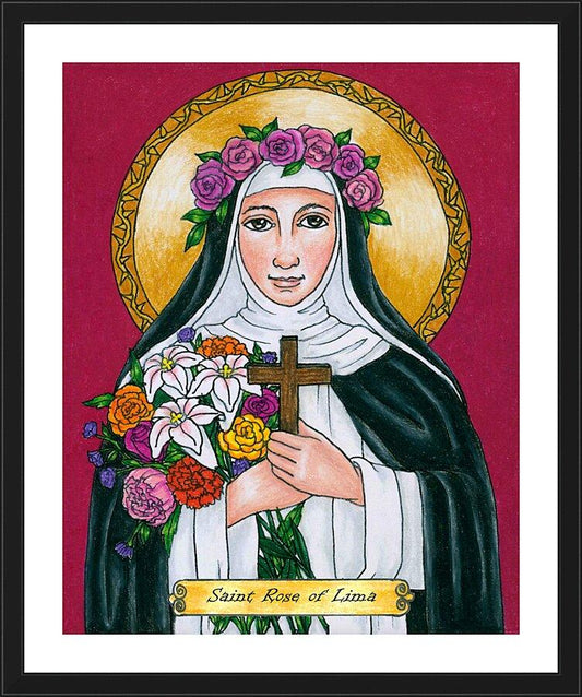 Wall Frame Black, Matted - St. Rose of Lima by B. Nippert
