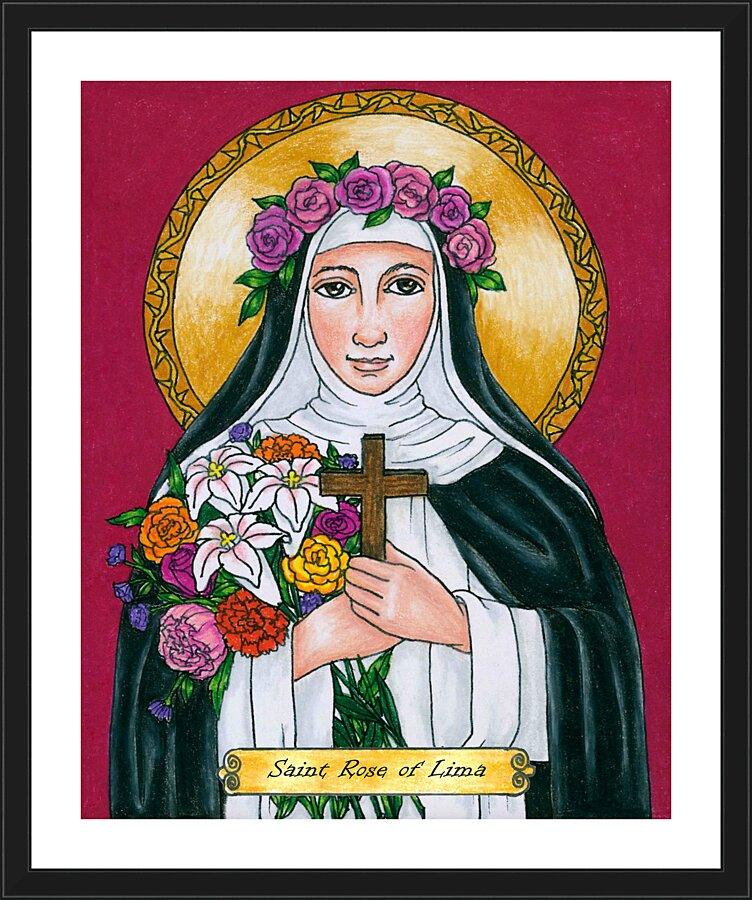 Wall Frame Black, Matted - St. Rose of Lima by Brenda Nippert - Trinity Stores
