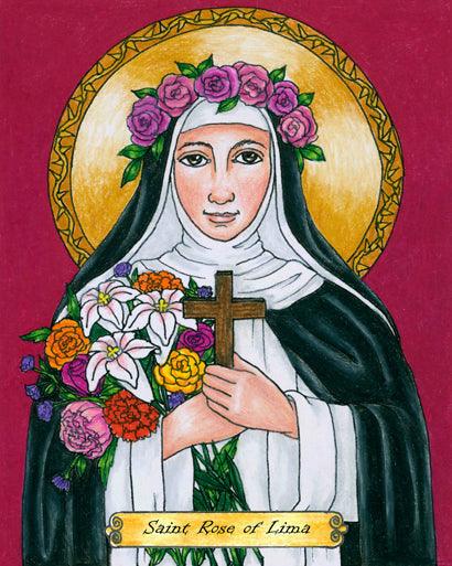Wall Frame Black, Matted - St. Rose of Lima by Brenda Nippert - Trinity Stores