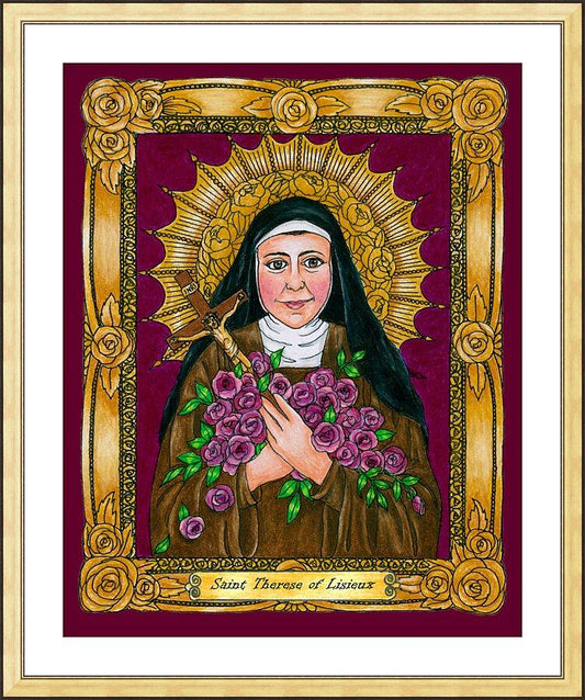 Wall Frame Gold, Matted - St. Thérèse of Lisieux by B. Nippert