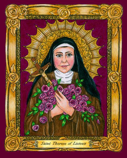 Wall Frame Espresso, Matted - St. Thérèse of Lisieux by Brenda Nippert - Trinity Stores
