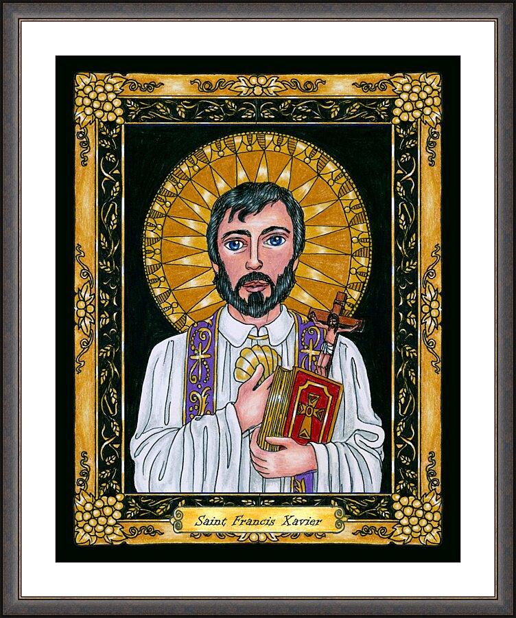 Wall Frame Espresso, Matted - St. Francis Xavier by Brenda Nippert - Trinity Stores