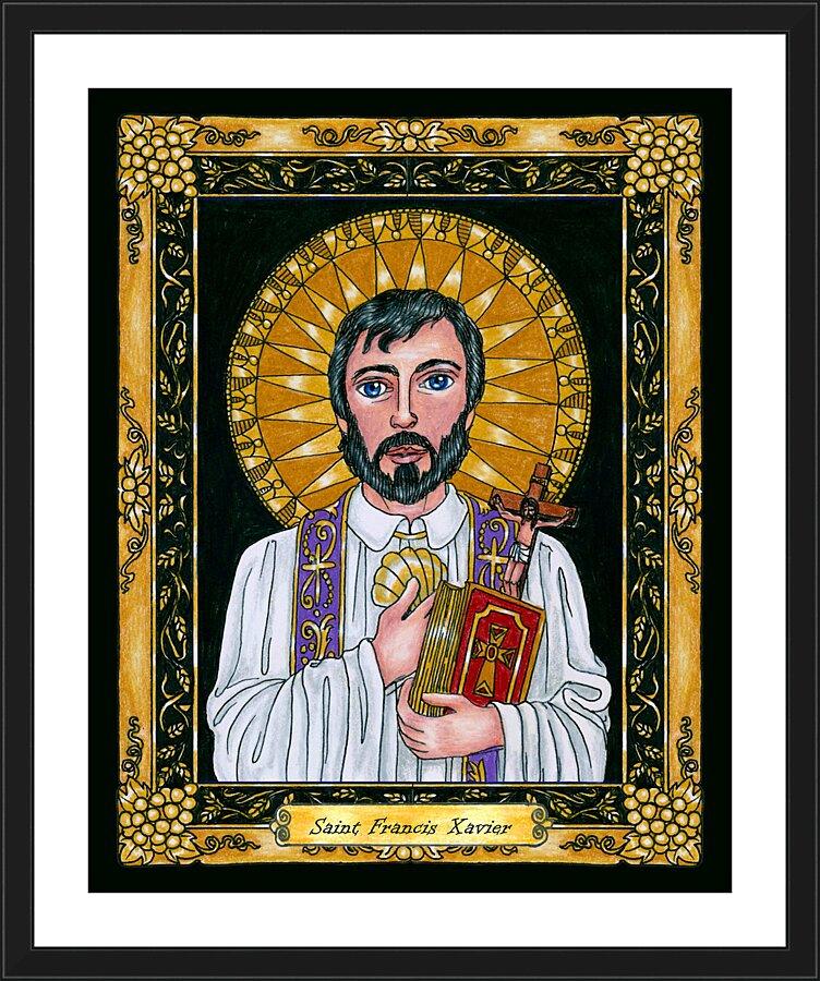 Wall Frame Black, Matted - St. Francis Xavier by Brenda Nippert - Trinity Stores