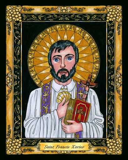 Wall Frame Black, Matted - St. Francis Xavier by Brenda Nippert - Trinity Stores