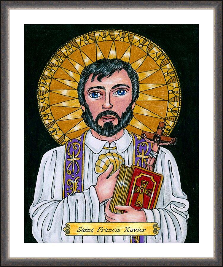 Wall Frame Espresso, Matted - St. Francis Xavier by Brenda Nippert - Trinity Stores