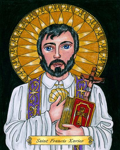 Wall Frame Espresso, Matted - St. Francis Xavier by Brenda Nippert - Trinity Stores