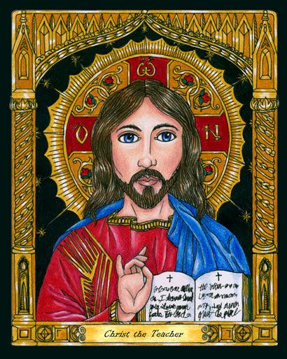 Wall Frame Espresso, Matted - Christ the Teacher by Brenda Nippert - Trinity Stores