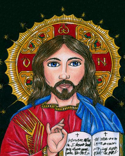 Wall Frame Espresso, Matted - Christ the Teacher by Brenda Nippert - Trinity Stores