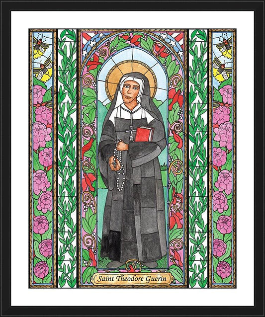Wall Frame Black, Matted - St. Mother Théodore Guérin by B. Nippert