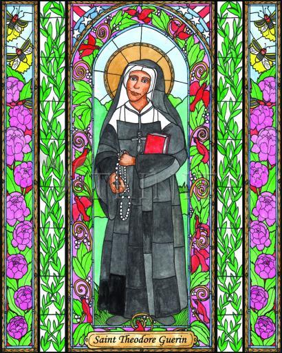 Wall Frame Black, Matted - St. Mother Theodore Guerin by Brenda Nippert - Trinity Stores