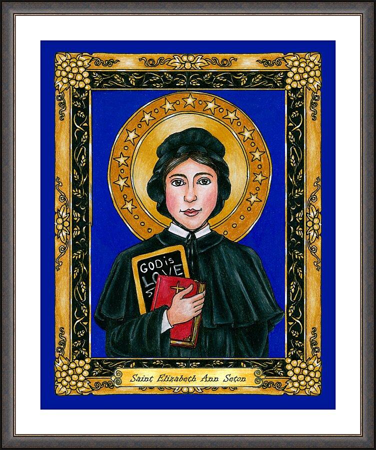 Wall Frame Espresso, Matted - St. Elizabeth Ann Seton by Brenda Nippert - Trinity Stores