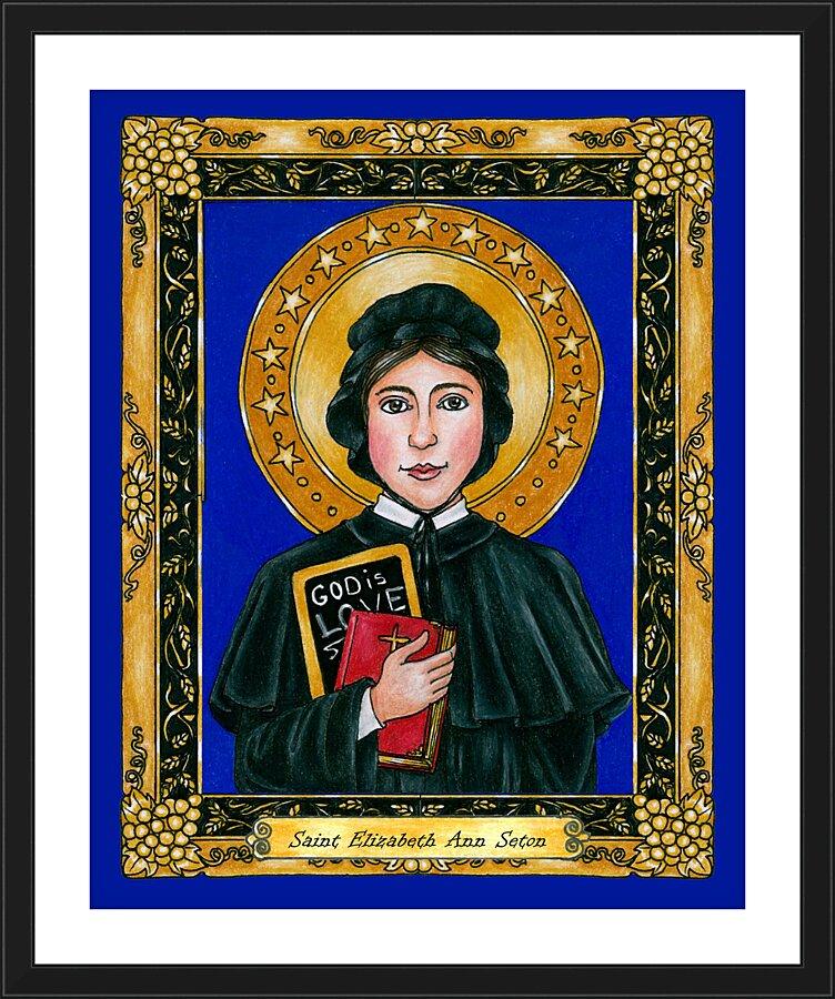 Wall Frame Black, Matted - St. Elizabeth Ann Seton by Brenda Nippert - Trinity Stores