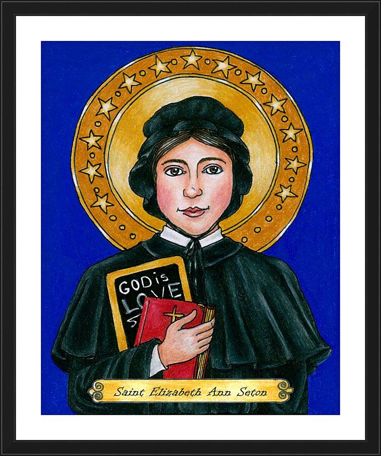 Wall Frame Black, Matted - St. Elizabeth Ann Seton by Brenda Nippert - Trinity Stores