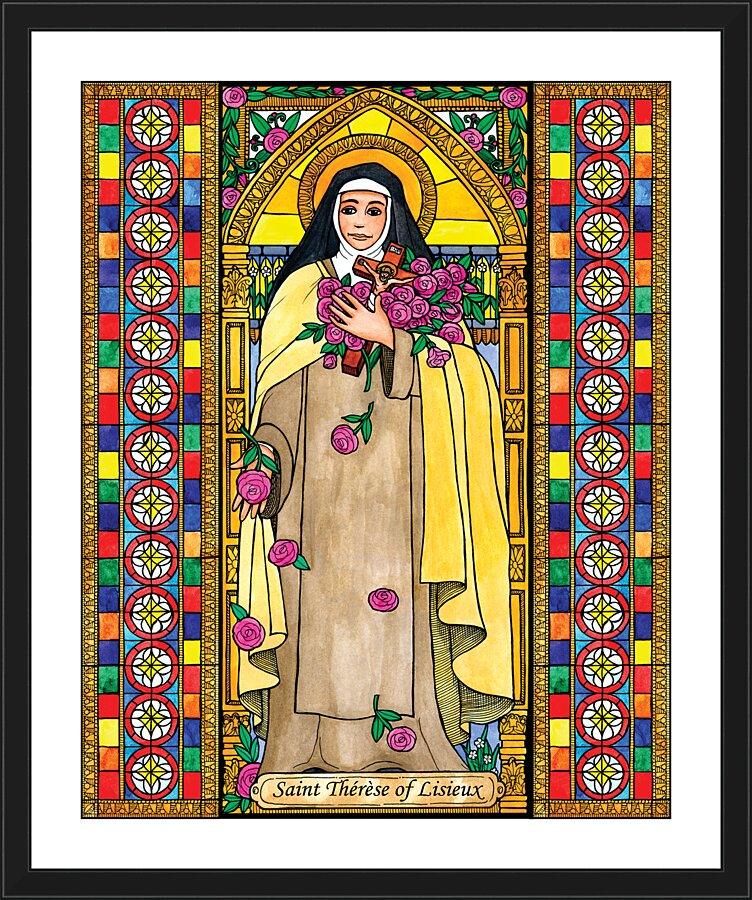 Wall Frame Black, Matted - St. Therese of Lisieux by Brenda Nippert - Trinity Stores
