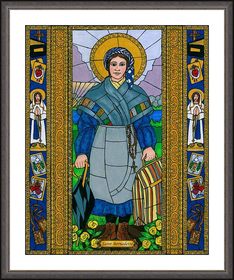 Wall Frame Espresso, Matted - St. Bernadette of Lourdes by Brenda Nippert - Trinity Stores