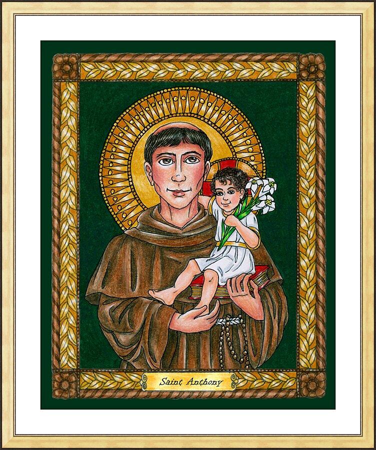 Wall Frame Gold, Matted - St. Anthony of Padua by Brenda Nippert - Trinity Stores