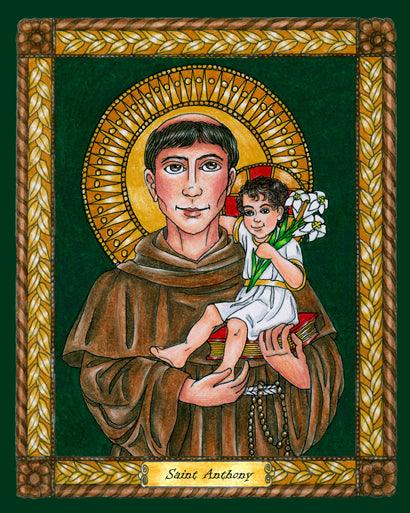 Wall Frame Black, Matted - St. Anthony of Padua by Brenda Nippert - Trinity Stores