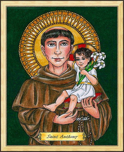 Wall Frame Gold - St. Anthony of Padua by Brenda Nippert - Trinity Stores