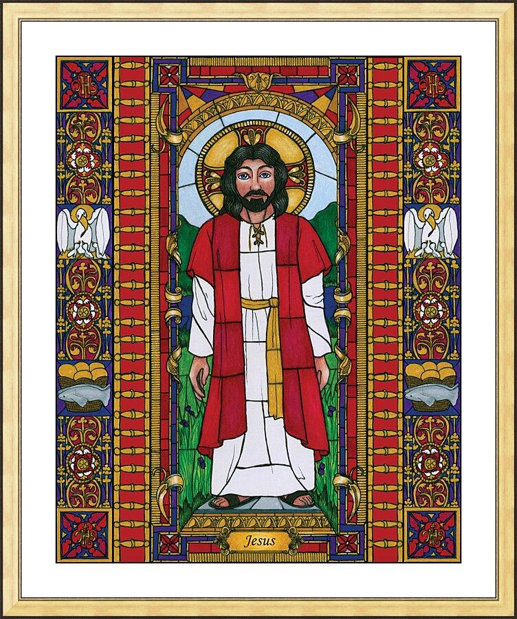 Wall Frame Gold, Matted - Jesus by Brenda Nippert - Trinity Stores