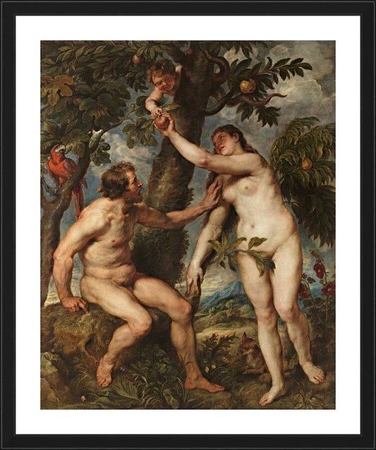 Wall Frame Black, Matted - Adam and Eve by Museum Art