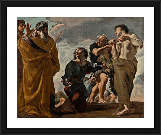 Wall Frame Black, Matted - Moses and Messengers from Canaan by Museum Art