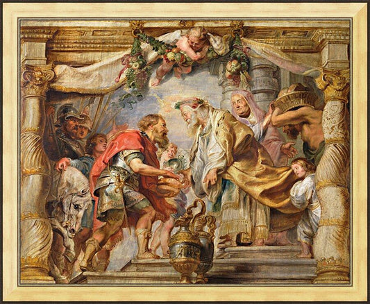 Wall Frame Gold - Meeting of St. Abraham and Melchizedek by Museum Art