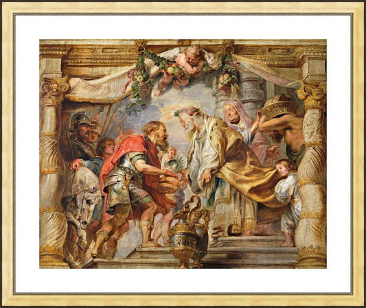 Wall Frame Gold, Matted - Meeting of St. Abraham and Melchizedek by Museum Art