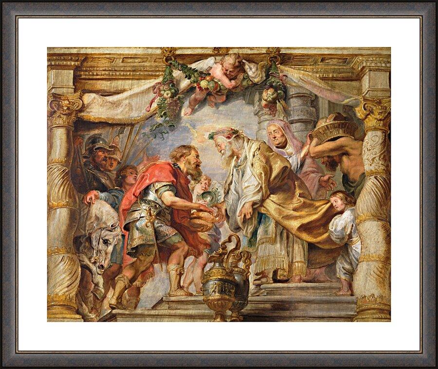 Wall Frame Espresso, Matted - Meeting of St. Abraham and Melchizedek by Museum Art - Trinity Stores