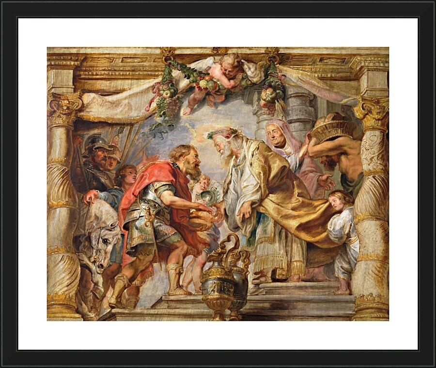 Wall Frame Black, Matted - Meeting of St. Abraham and Melchizedek by Museum Art