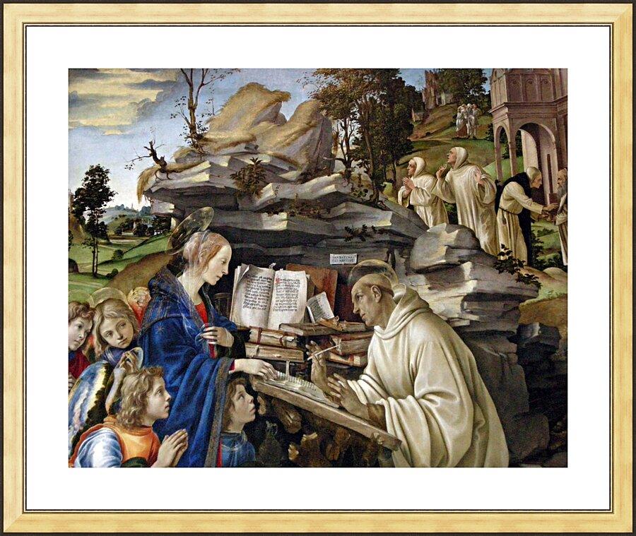 Wall Frame Gold, Matted - Apparition of Blessed Virgin to St. Bernard of Clairvaux by Museum Art - Trinity Stores