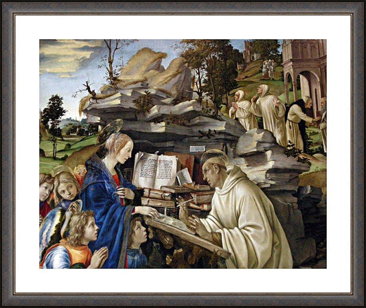 Wall Frame Espresso, Matted - Apparition of Blessed Virgin to St. Bernard of Clairvaux by Museum Art