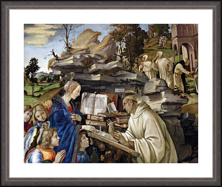 Wall Frame Espresso, Matted - Apparition of Blessed Virgin to St. Bernard of Clairvaux by Museum Art - Trinity Stores