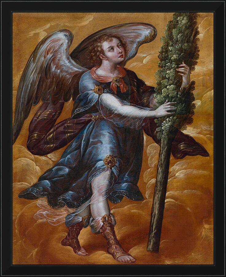 Wall Frame Black - Angel Carrying a Cypress  by Museum Art