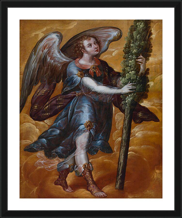 Wall Frame Black, Matted - Angel Carrying a Cypress  by Museum Art