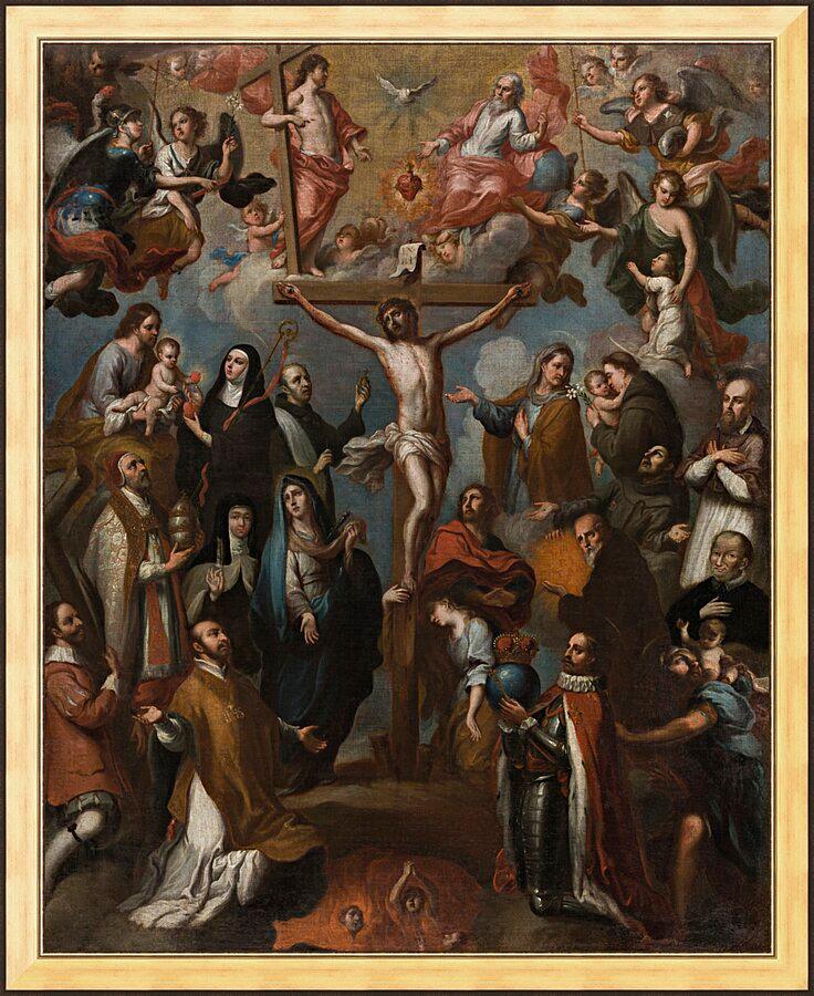 Wall Frame Gold - Allegory of Crucifixion with Jesuit Saints by Museum Art - Trinity Stores