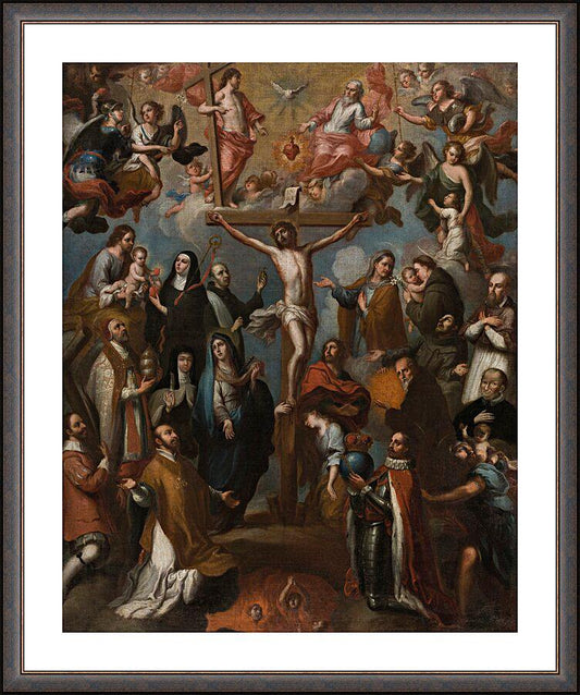 Wall Frame Espresso, Matted - Allegory of Crucifixion with Jesuit Saints by Museum Art
