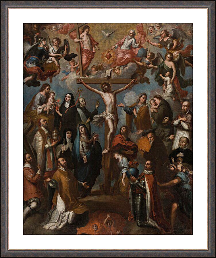 Wall Frame Espresso, Matted - Allegory of Crucifixion with Jesuit Saints by Museum Art - Trinity Stores