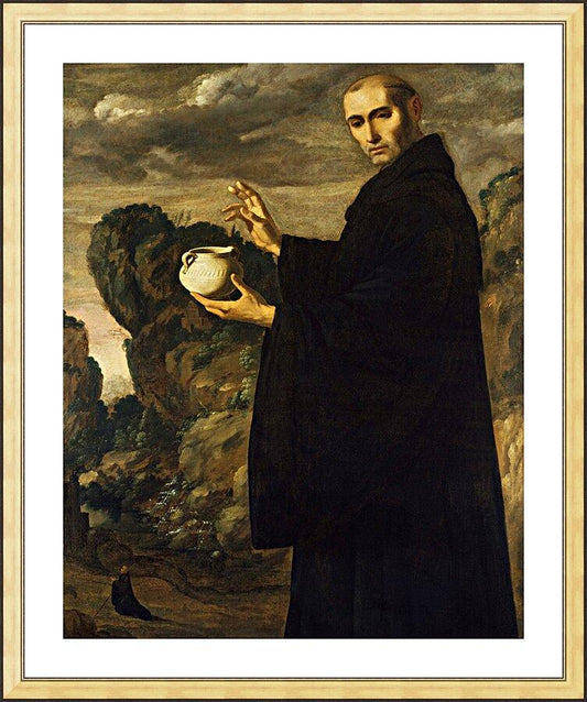 Wall Frame Gold, Matted - St. Benedict of Nursia by Museum Art
