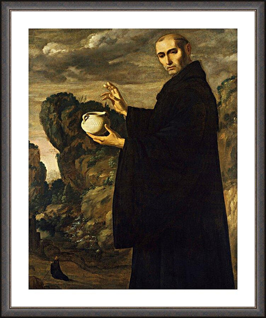 Wall Frame Espresso, Matted - St. Benedict of Nursia by Museum Art