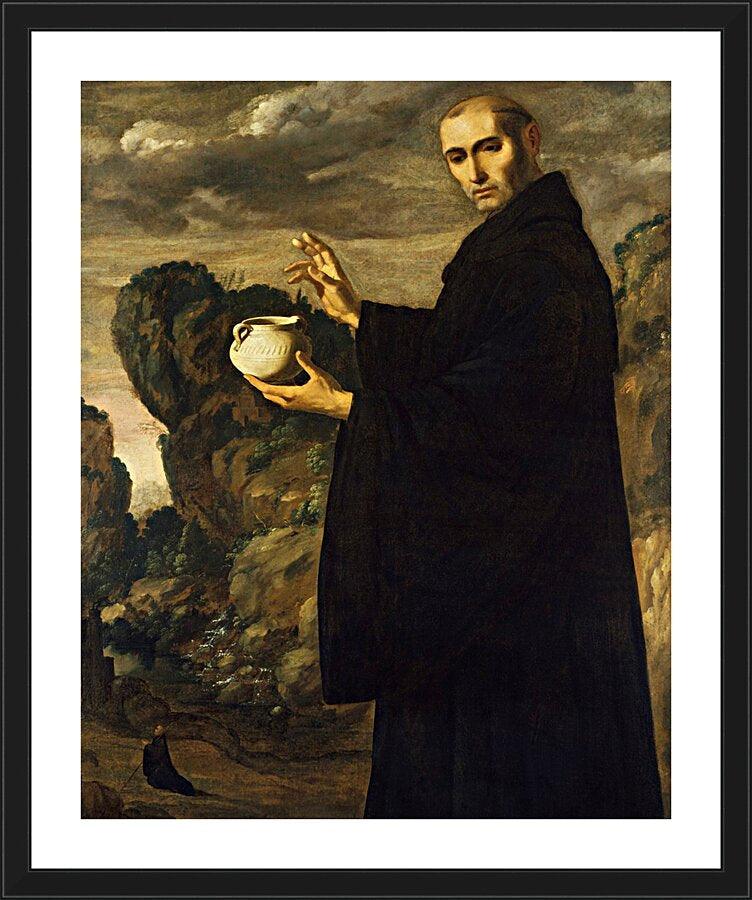 Wall Frame Black, Matted - St. Benedict of Nursia by Museum Art - Trinity Stores