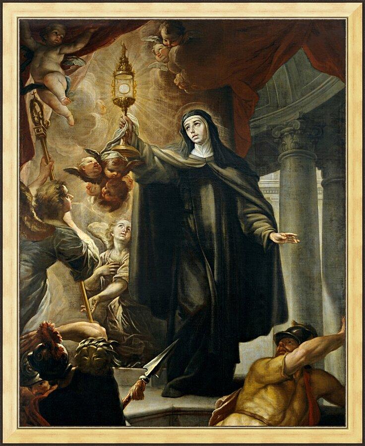 Wall Frame Gold - St. Clare of Assisi Driving Away Infidels with Eucharist by Museum Art - Trinity Stores
