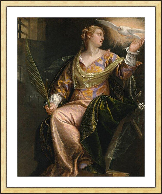Wall Frame Gold, Matted - St. Catherine of Alexandria in Prison by Museum Art