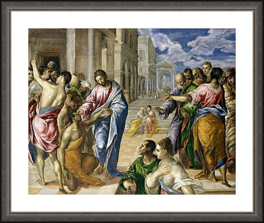 Wall Frame Espresso, Matted - Christ Healing the Blind by Museum Art