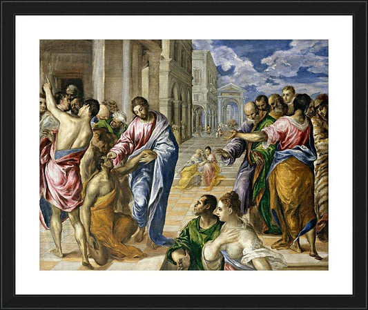 Wall Frame Black, Matted - Christ Healing the Blind by Museum Art