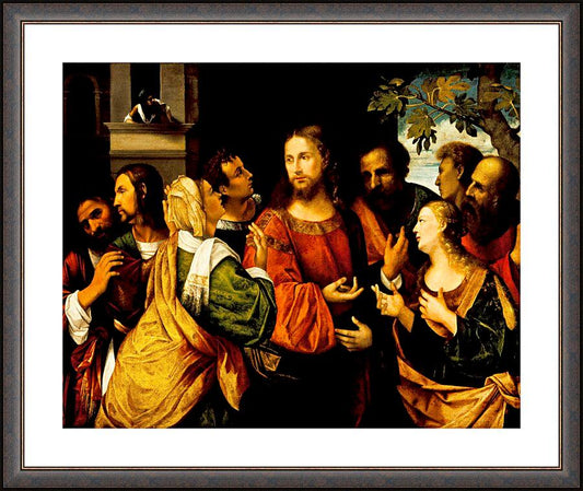 Wall Frame Espresso, Matted - Christ and Women of Canaan by Museum Art