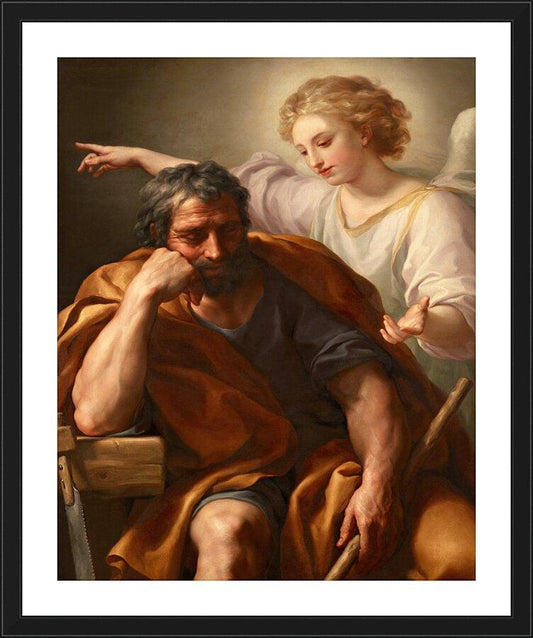Wall Frame Black, Matted - Dream of St. Joseph by Museum Art
