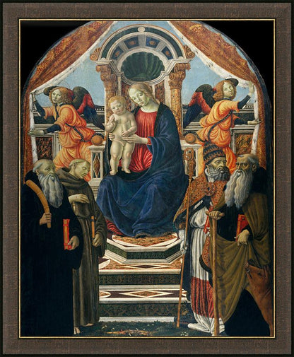 Wall Frame Espresso - Madonna and Child Enthroned with Saints and Angels by Museum Art