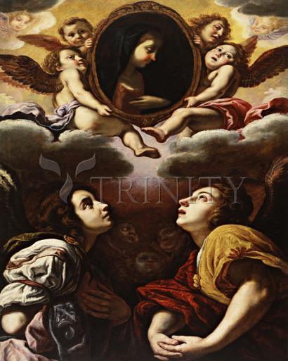 Wall Frame Espresso, Matted - Flying and Adoring Angels by Museum Art - Trinity Stores