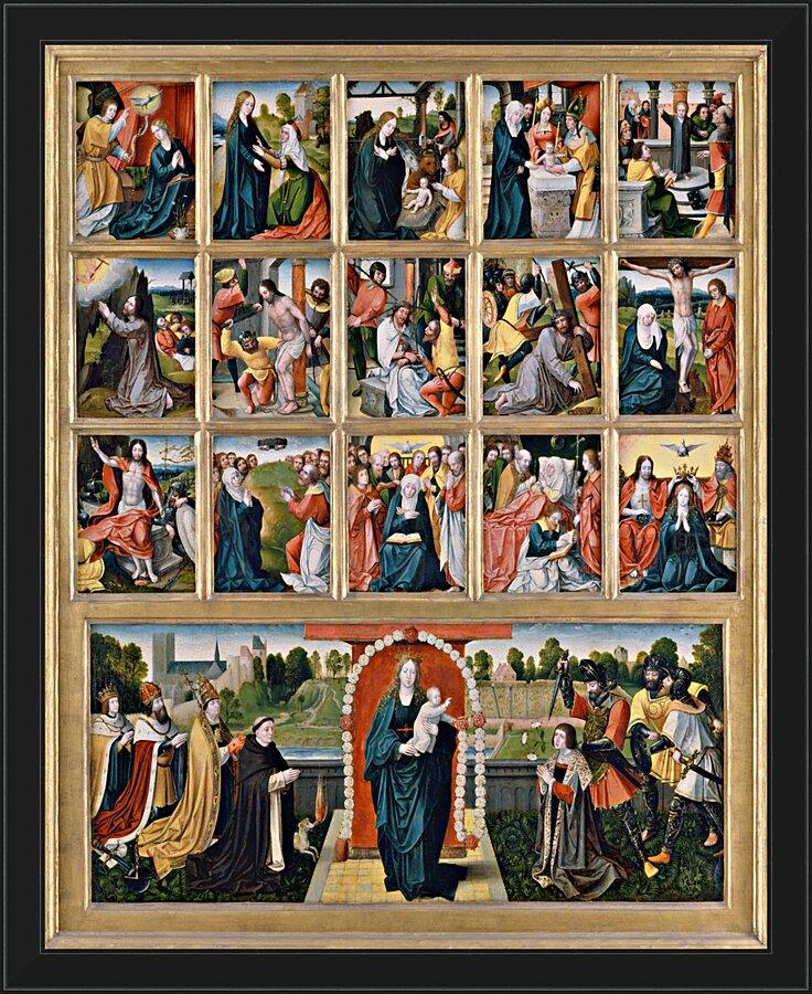 Wall Frame Black - Fifteen Mysteries and Mary of the Rosary by Museum Art