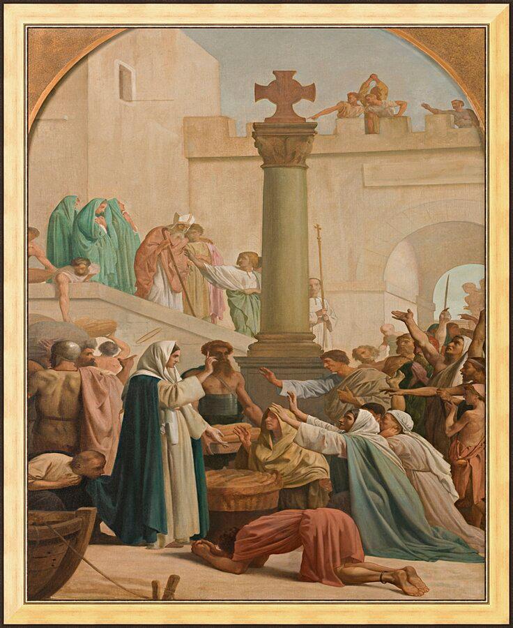 Wall Frame Gold - St. Genevieve Distributing Bread to Poor During Siege of Paris by Museum Art